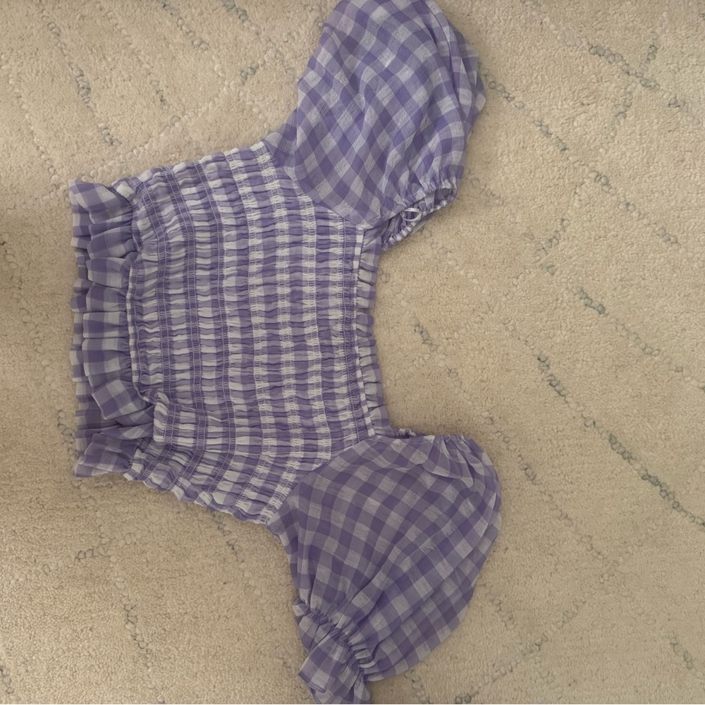 English Factory Lavender Checkered Blouse